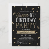 Invitation Partie de confettis de parties scintillantes d'or (Devant)