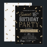 Invitation Partie de confettis de parties scintillantes d'or<br><div class="desc">Cette 16ème invitation de fête d'anniversaire de bonbon chic et élégant comporte un thème rose de confettis de parties scintillantes d'or de faux élégant avec la typographie moderne. Vous pouvez customiser la couleur d'arrière - plan pour assortir votre couleur de thème d'événement en la cliquant sur sur la "personnaliser" bouton....</div>
