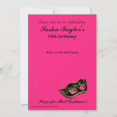 Invitation Partie de costume de mascarade du bonbon 16 (Dos)