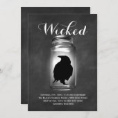 Invitation Partie de costume de Raven Halloween de pot de (Devant / Derrière)