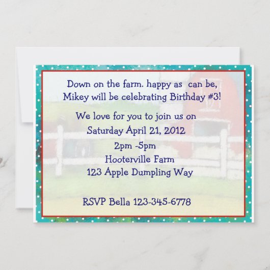 Invitation Partie de coup de basse-cour (Dos)