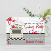 Invitation Partie de cuisine - rétro cuisine de rouge de (Debout devant)