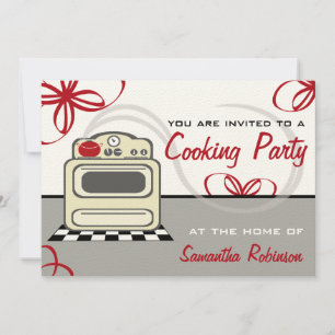 Invitation Partie de cuisine - rétro cuisine de rouge de