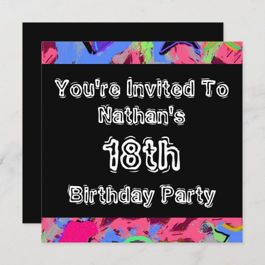 Invitation Partie de ~ de graffiti (Devant / Derrière)