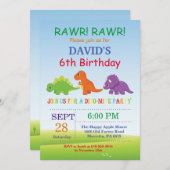 Invitation Partie de Dino d'invitation d'anniversaire de (Devant / Derrière)