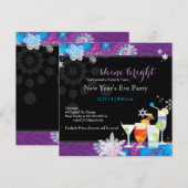 Invitation Partie de fête de réveillon de la Saint Sylvestre (Devant / Derrière)
