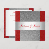 Invitation Partie de fiançailles blanche grise rouge élégante (Devant / Derrière)