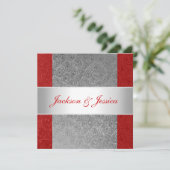 Invitation Partie de fiançailles blanche grise rouge élégante (Debout devant)