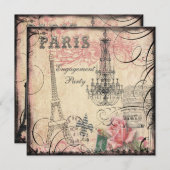 Invitation Partie de fiançailles chic de Tour Eiffel et de (Devant / Derrière)