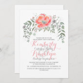 Invitation Partie de fiançailles chic moderne florale (Devant / Derrière)