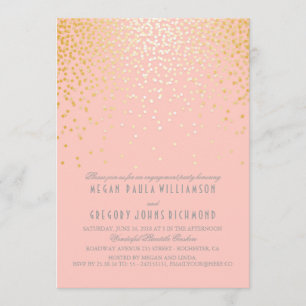 Invitation partie de fiançailles de confetti rose et or