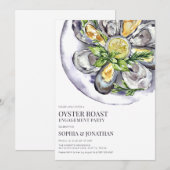 Invitation Partie de fiançailles de l'huître aquarelle (Devant / Derrière)