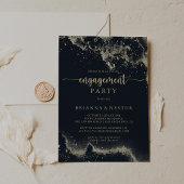 Invitation Partie de fiançailles d'or en aquarelle