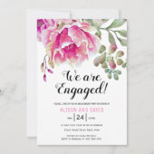 Invitation Partie de fiançailles florales à l'aquarelle rose (Devant)