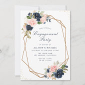 Invitation Partie de fiançailles géométriques florales de la (Devant)