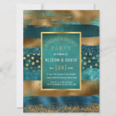 Invitation Partie de fiançailles Gold et turquoise (Devant)