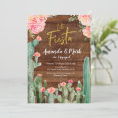 Invitation Partie de fiançailles mexicaine rustique de fiesta (Debout devant)