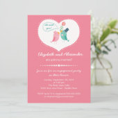 Invitation Partie de fiançailles moderne mignonne de coeur (Debout devant)