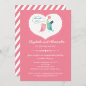 Invitation Partie de fiançailles moderne mignonne de coeur (Devant / Derrière)