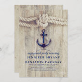 Invitation Partie de fiançailles nautique rustique d'Ancre de (Devant / Derrière)