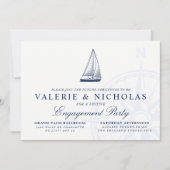 Invitation Partie de fiançailles orientée nautique de voilier (Devant)