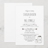 Invitation Partie de fiançailles rustique de coeur de flèche (Devant / Derrière)