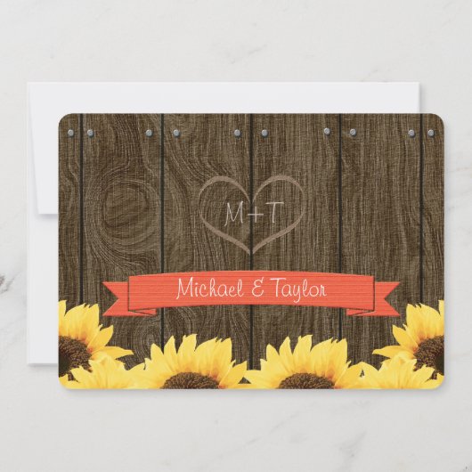 INVITATION PARTIE DE FIANÇAILLES RUSTIQUE DE CORAIL DE (Dos)