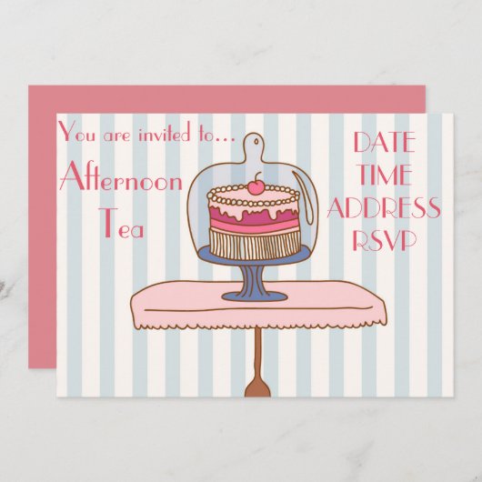 Invitation Partie de goûter française d'après-midi d'art déco (Devant / Derrière)