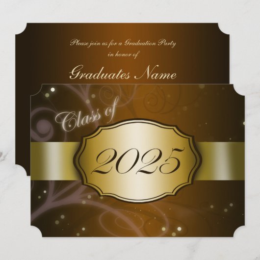 Invitation Partie de graduation Brown et Gold 2025 (Devant / Derrière)