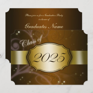 Invitation Partie de graduation Brown et Gold 2025
