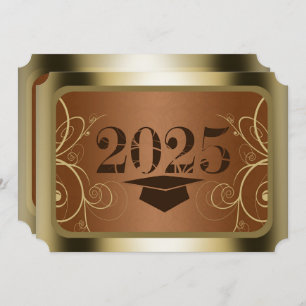 Invitation Partie de graduation Brown et Gold Frame