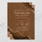 Invitation Partie de graduation Brown Gold Agate (Devant / Derrière)