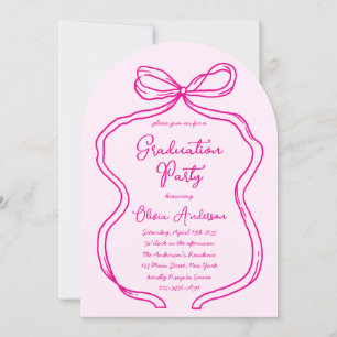Invitation Partie de graduation Chic Rose Main Tirée Bow & Sc