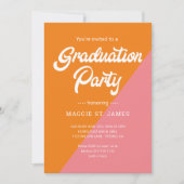 Invitation Partie de graduation de bloc de couleur rose rétro (Devant)