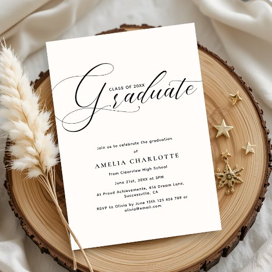 Invitation Partie de graduation de la typographie de script n