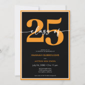 Invitation Partie de Graduation de Script Orange Minimal Mode (Devant)