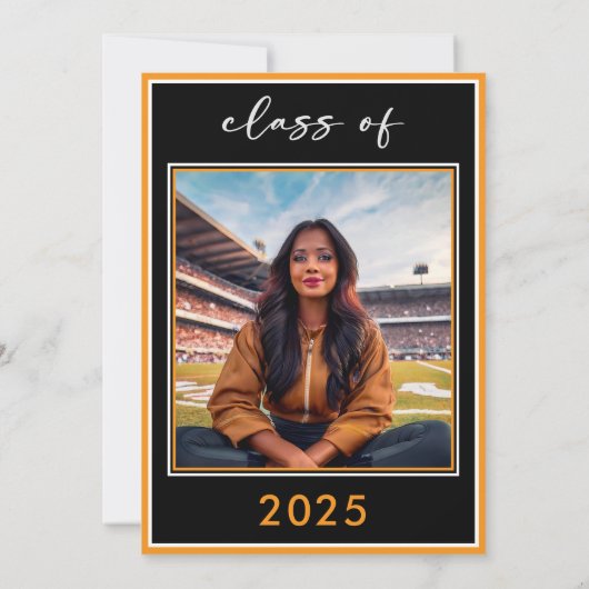 Invitation Partie de Graduation de Script Orange Minimal Mode (Dos)