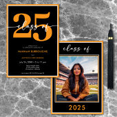 Invitation Partie de Graduation de Script Orange Minimal Mode