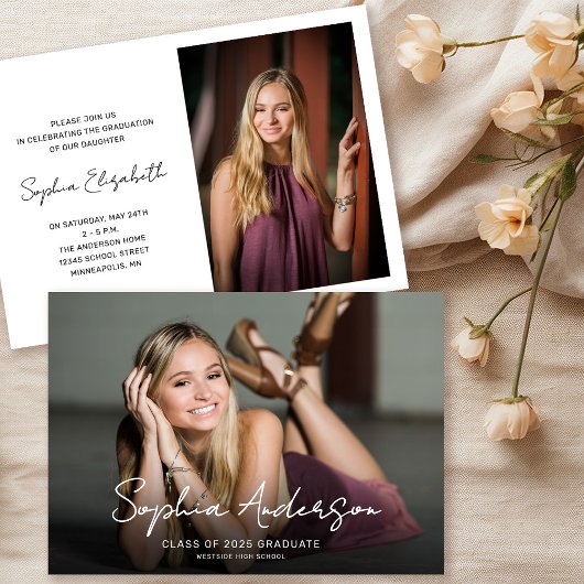 Invitation Partie de graduation du nom de graduation de scrip