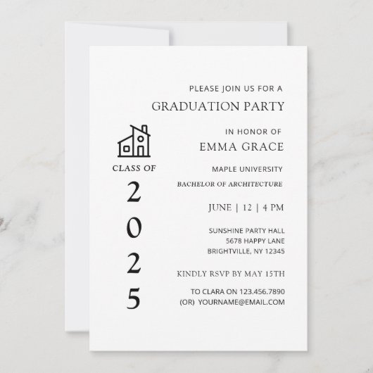 Invitation Partie de graduation en architecture architecte mi (Devant)