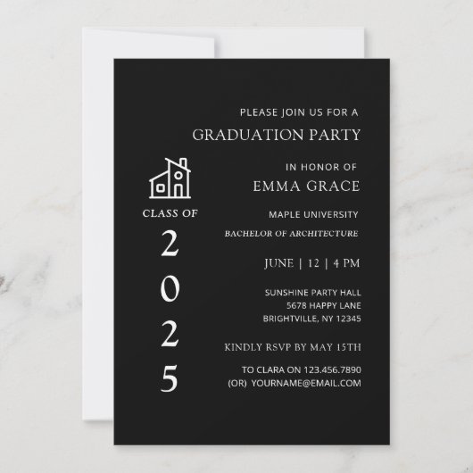 Invitation Partie de graduation en architecture architecte mi (Devant)