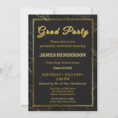 Invitation Partie de graduation en marbre noir 2025 (Devant)