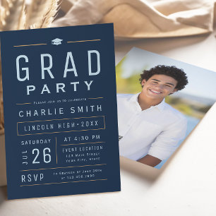 Invitation Partie de graduation en typographie simple moderne