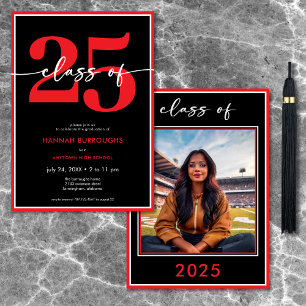 Invitation Partie de graduation minimale rouge moderne