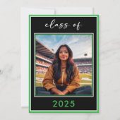 Invitation Partie de graduation minimale verte moderne (Dos)