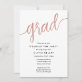 Invitation Partie de graduation minimaliste Rose Gold Script (Devant)
