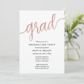 Invitation Partie de graduation minimaliste Rose Gold Script (Debout devant)
