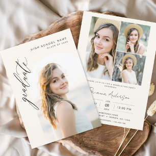 Invitation Partie de graduation photo minimaliste neutre