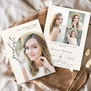 Invitation Partie de graduation photo minimaliste neutre
