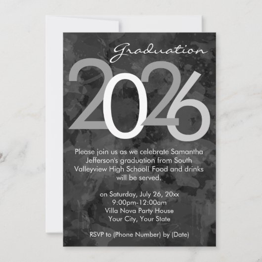 Invitation Partie de graduation typographique 2025 (Devant)